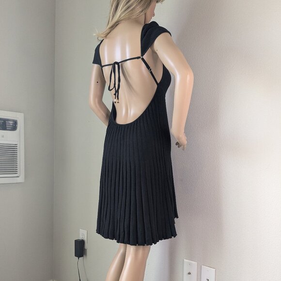 Free People Cherie Mini Dress Size Large A-Line Black Open-Back Pleated NWT - Picture 8 of 16